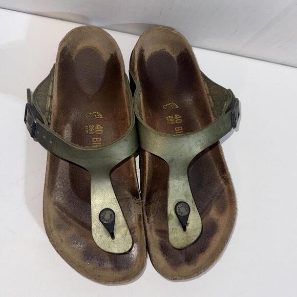 BIRKENSTOCK Gizeh Green Metallic Gorpcore Boho Thong Sandals Size 40 - Picture 15 of 15